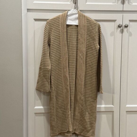 Sigrid Olsen Sport Women's Tan Knit Open Long Cardigan Sweater Sz XS - Picture 1 of 3